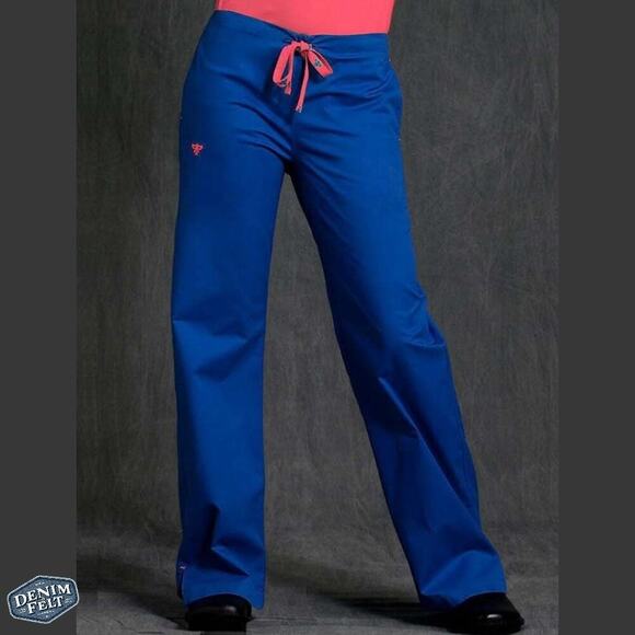Med Couture Women's Drawstring Scrub Bottom/Pant | Royal Blue/Pink | NEW/NWT! - Picture 1 of 11
